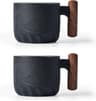 Tasses en céramique avec poignée en bois